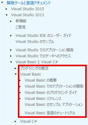 MSDNライブラリのVisual Basic目次