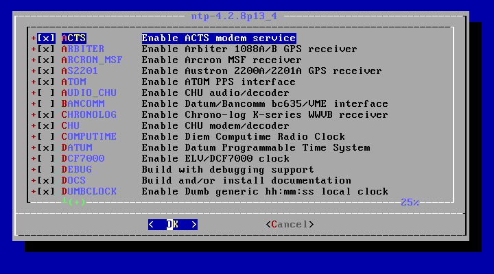 クリックでオリジナルのサイズで開きます 「FreeBSD 12.1 RELEASE」-「/usr/ports/net/ntp」「make config ①」
