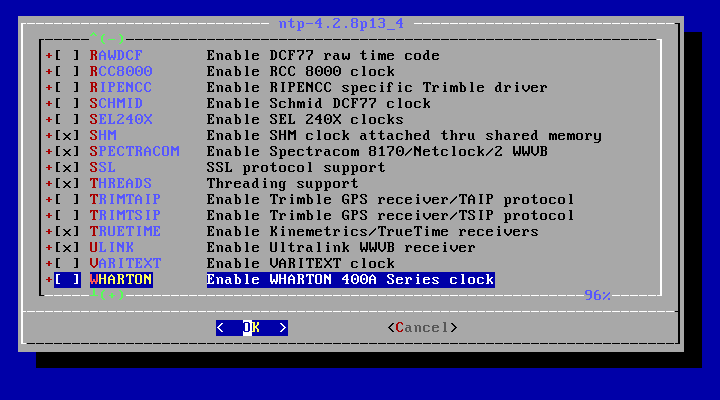 クリックでオリジナルのサイズで開きます 「FreeBSD 12.1 RELEASE」-「/usr/ports/net/ntp」「make config ④」