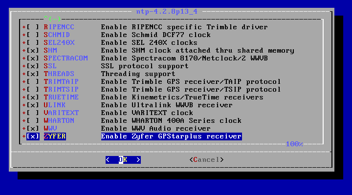 クリックでオリジナルのサイズで開きます 「FreeBSD 12.1 RELEASE」-「/usr/ports/net/ntp」「make config ⑤」