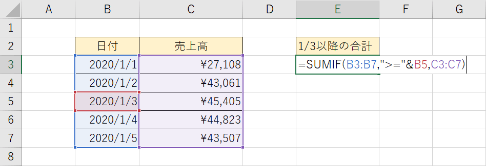 合計範囲を指定