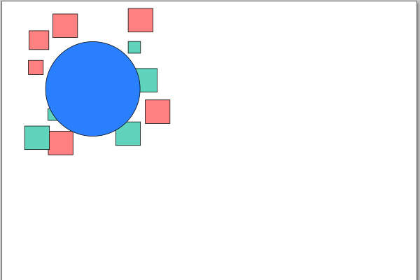 1. 円のシェイプと小さなオブジェクトで構成された画像