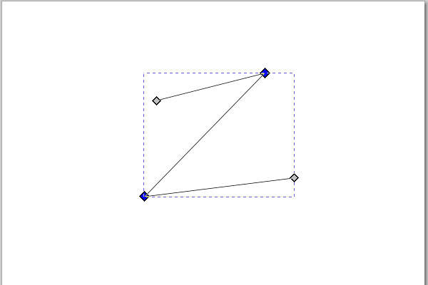 7. クリックしたセグメントの両端のノードが選択される