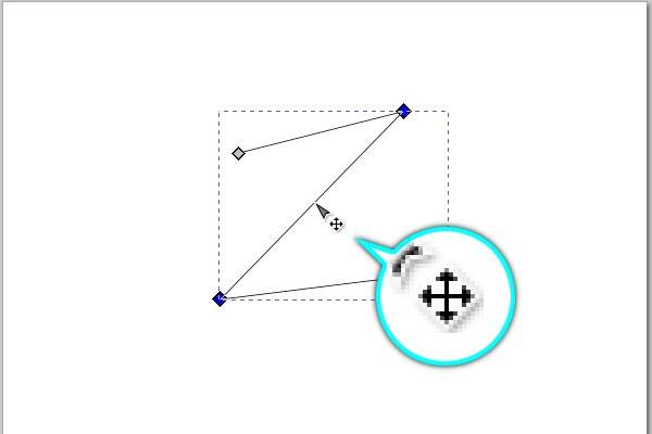 8. マウスカーソルを曲げたいセグメントに乗せる