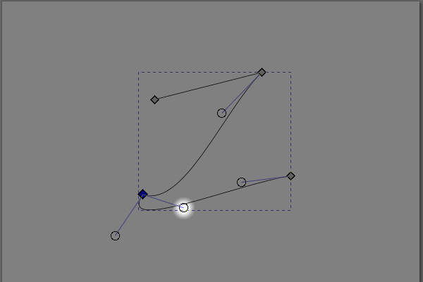 34. 左側のノードハンドルのみが回転する