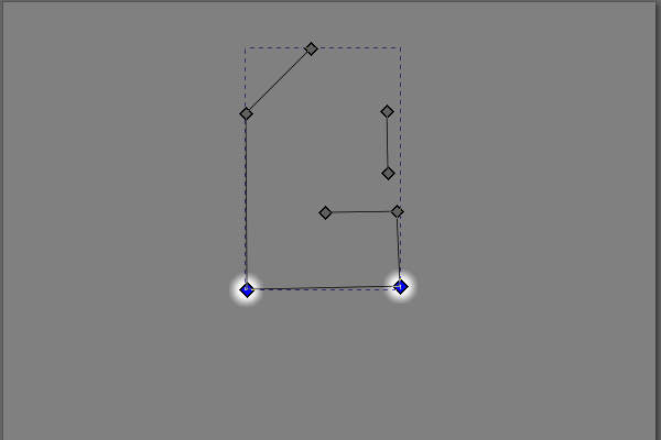 11. 一番下のセグメントの両端のノードが選択される