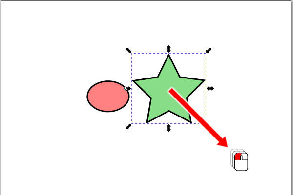 21. 緑色の星形をドラッグ