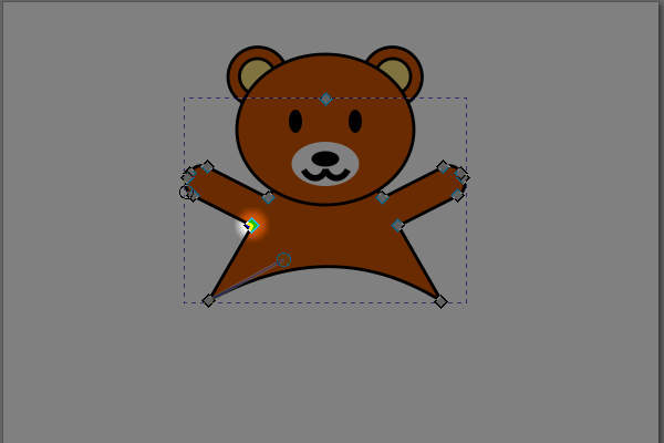 20. 右手の付け根の下側のノードが選択される