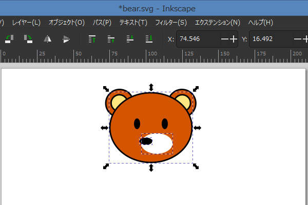 2. 顔の土台と白フチと鼻を選択