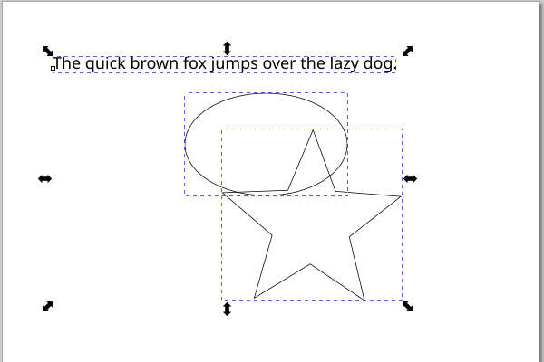 19. テキストと楕円と星形を選択する