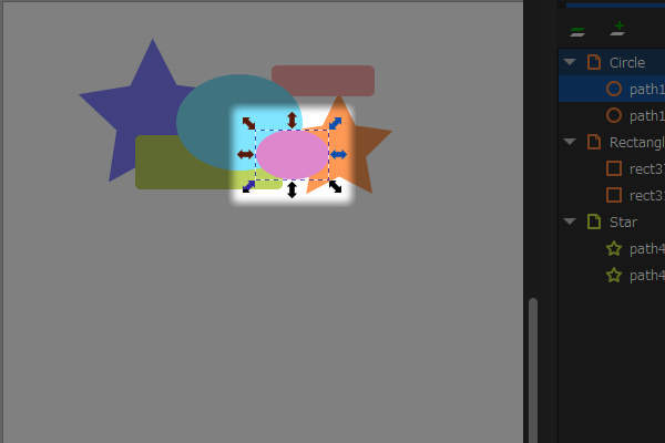 45. 楕円のシェイプが選択される