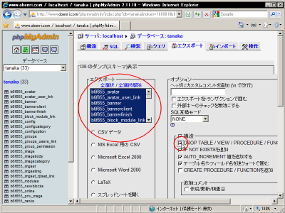 �G�N�X�|�[�g�̐ݒ�P
