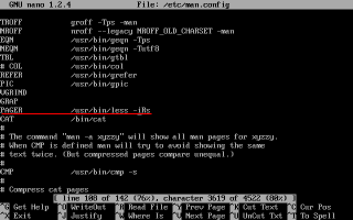 �f�t�H���g��/etc/man.config��PAGER�̋L�q