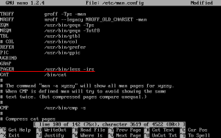 �C�����/etc/man.config��PAGER�̋L�q