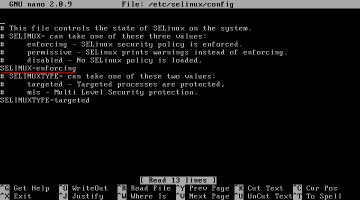 /etc/selinux/config�̕ҏW���