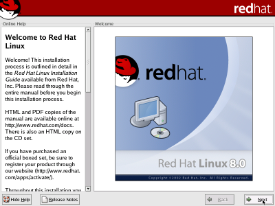 RedHatLinux8.0�̃C���X�g�[���������