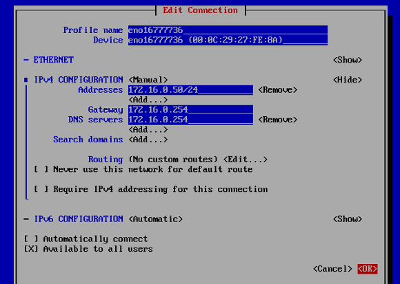 IPアドレス設定後