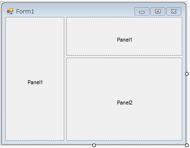 3つの領域に分けたSplitContainer
