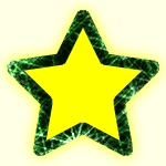 “粒子の軌跡”のロゴ効果の例 - ヒット率:0.30 - 縁の幅:10 - 縁だけ:有効 - 背景色:ffff00 gimp-particle-trace-effect-ex-hutidake.jpg