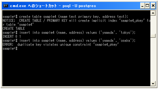PRIMARY KEY�̐ݒ�