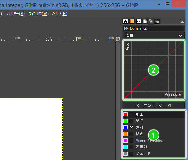 3. 入力機器の動作の一覧とカーブが表示される