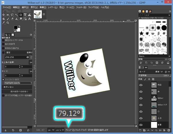 5. 画面下部にキャンバスの角度が表示される