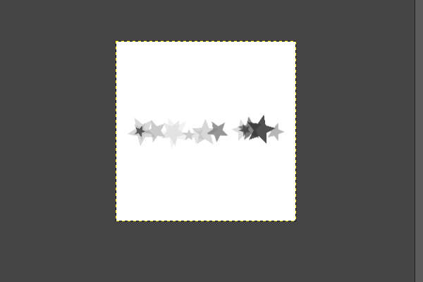 65. 不透明度・大きさ・角度が不規則な星が描かれる