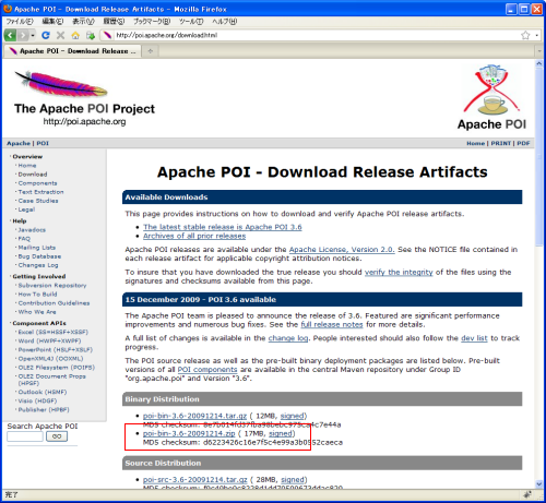 Apache POI 3.6�̃_�E�����[�h