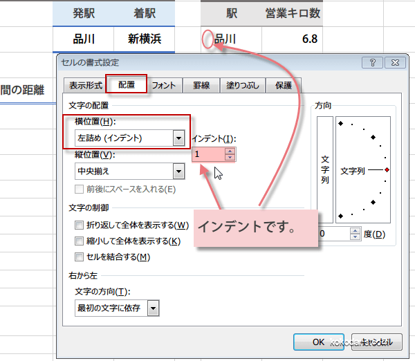 �Z���̐擪�ɋ󔒓����2