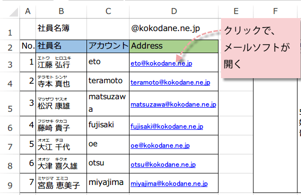 件名と本文入りメール
