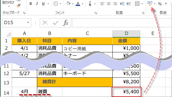 SUMIFS関数の使い方3