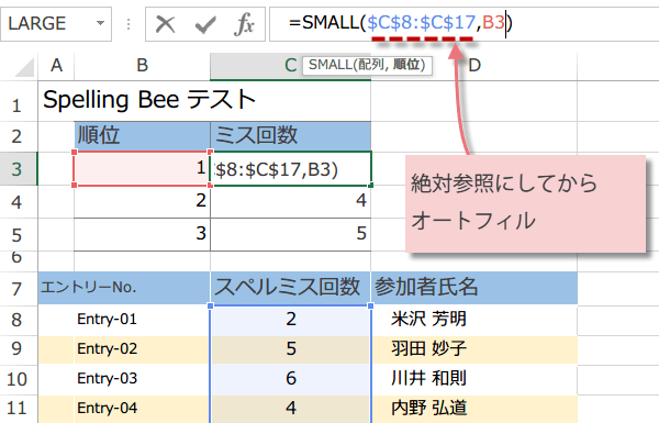 SMALL関数の使い方5