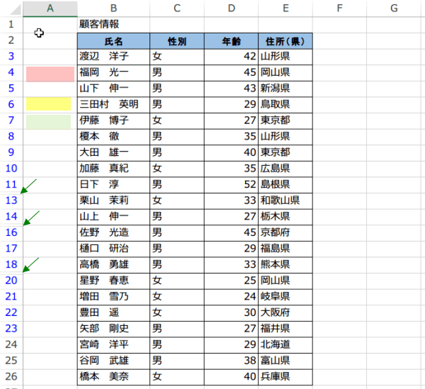 重複するデータが非表示