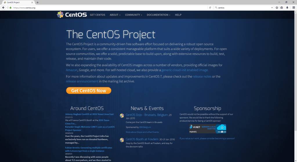 CentOS homepage