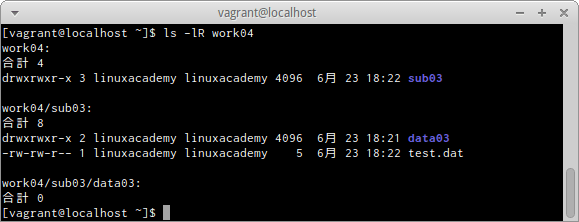 rmdir後の確認結果