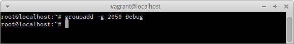groupadd -g 2050 Debug