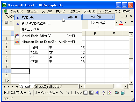 �}�N���̎��s