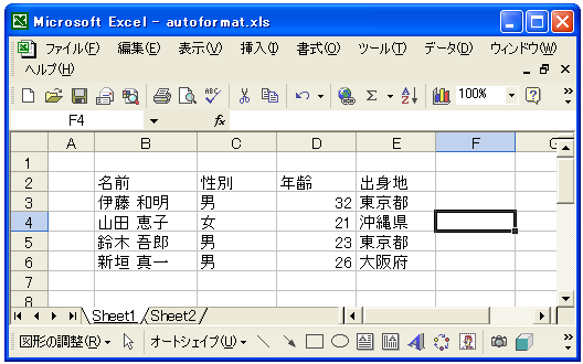 �I�[�g�t�H�[�}�b�g�̗��p