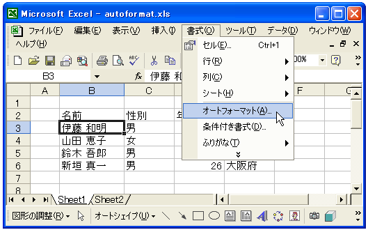�I�[�g�t�H�[�}�b�g�̗��p