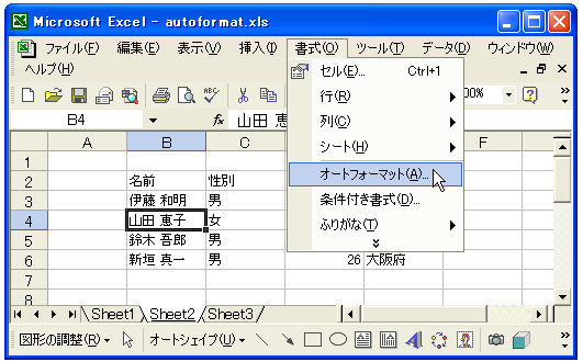 �I�[�g�t�H�[�}�b�g�̗��p