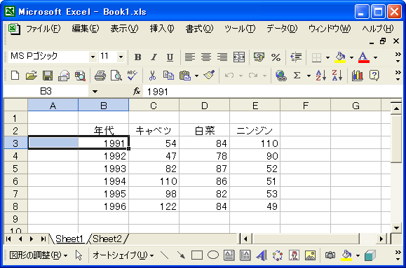 �L�[�{�[�h���g���ĕ����̃Z����I��