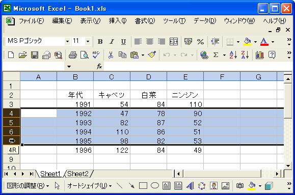 �s�A��A�S�̂̃Z����I��