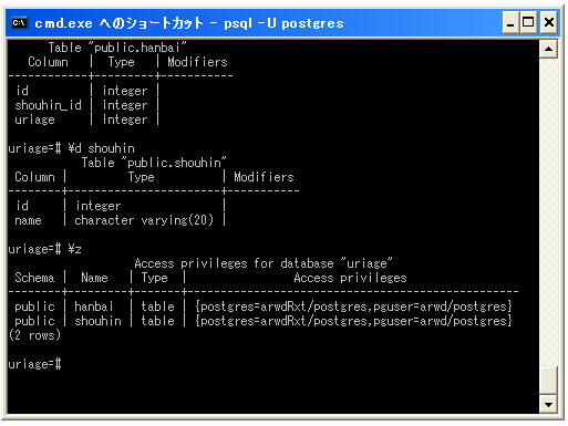 PostgreSQL���̏���