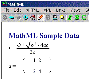 Mozillaブラウザで表現したMathMLの実行結果