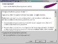 Apacheインストール画面 ライセンスに関する承諾