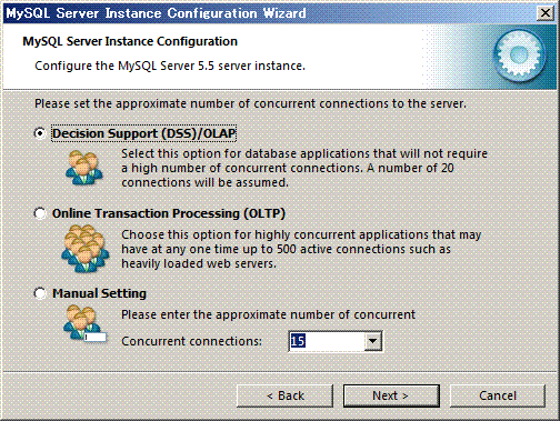MySQL Server Instance Configuration Wizard�@�����ڑ����̐ݒ�