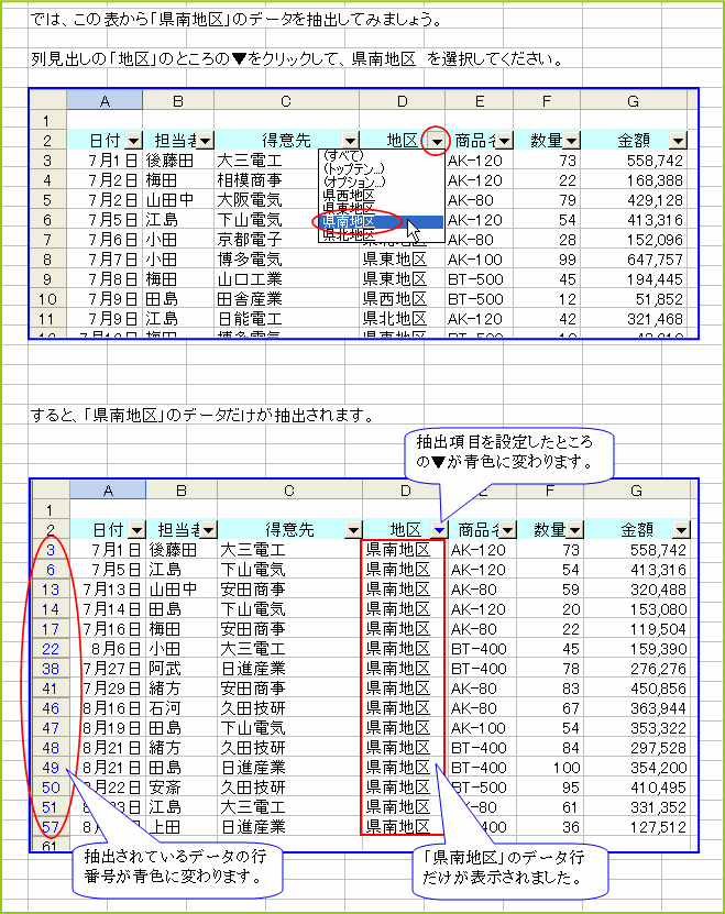 �h���b�v�_�E�����X�g���獀�ڂ�I�����Ē��o�B���o�s�ԍ��͐F�ɁB