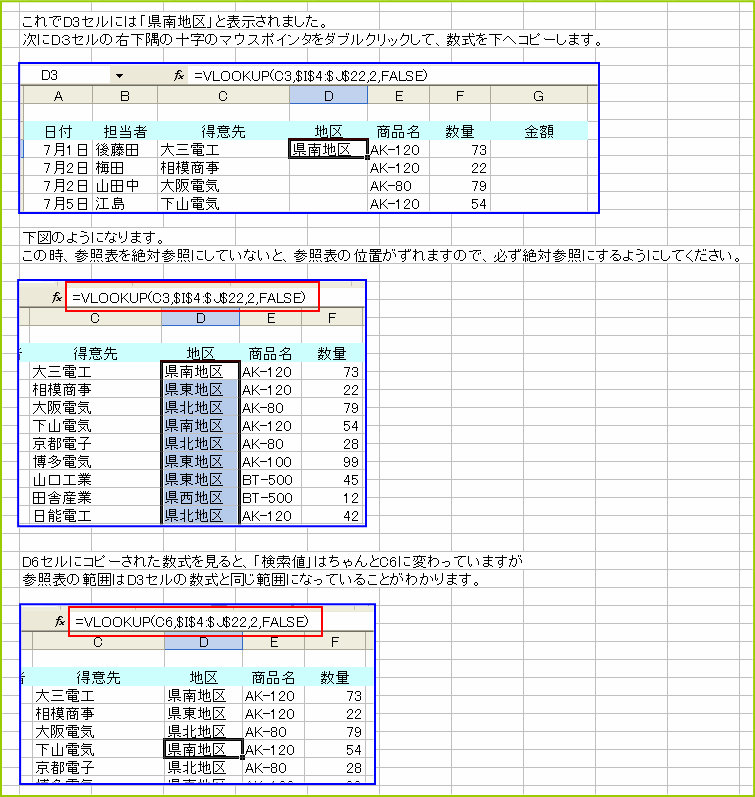 ���͂���Vlookup�֐������փR�s�[�B�@��ΎQ�Ƃɂ������ƂŎQ�ƕ\�̏ꏊ������Ă��Ȃ��̂��킩��