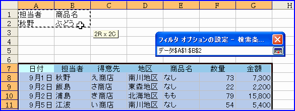 �u�t�B���^�I�v�V�����̐ݒ�v�_�C�A���O�{�b�N�X�@���������͈�