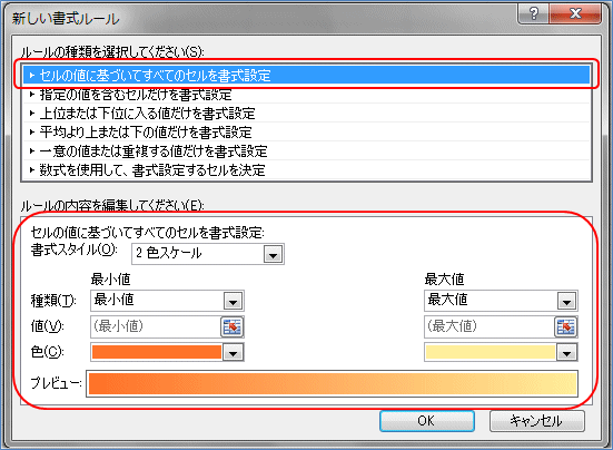 �����t�������F�Z���̒l�Ɋ�Â��Ă��ׂẴZ���������ݒ�